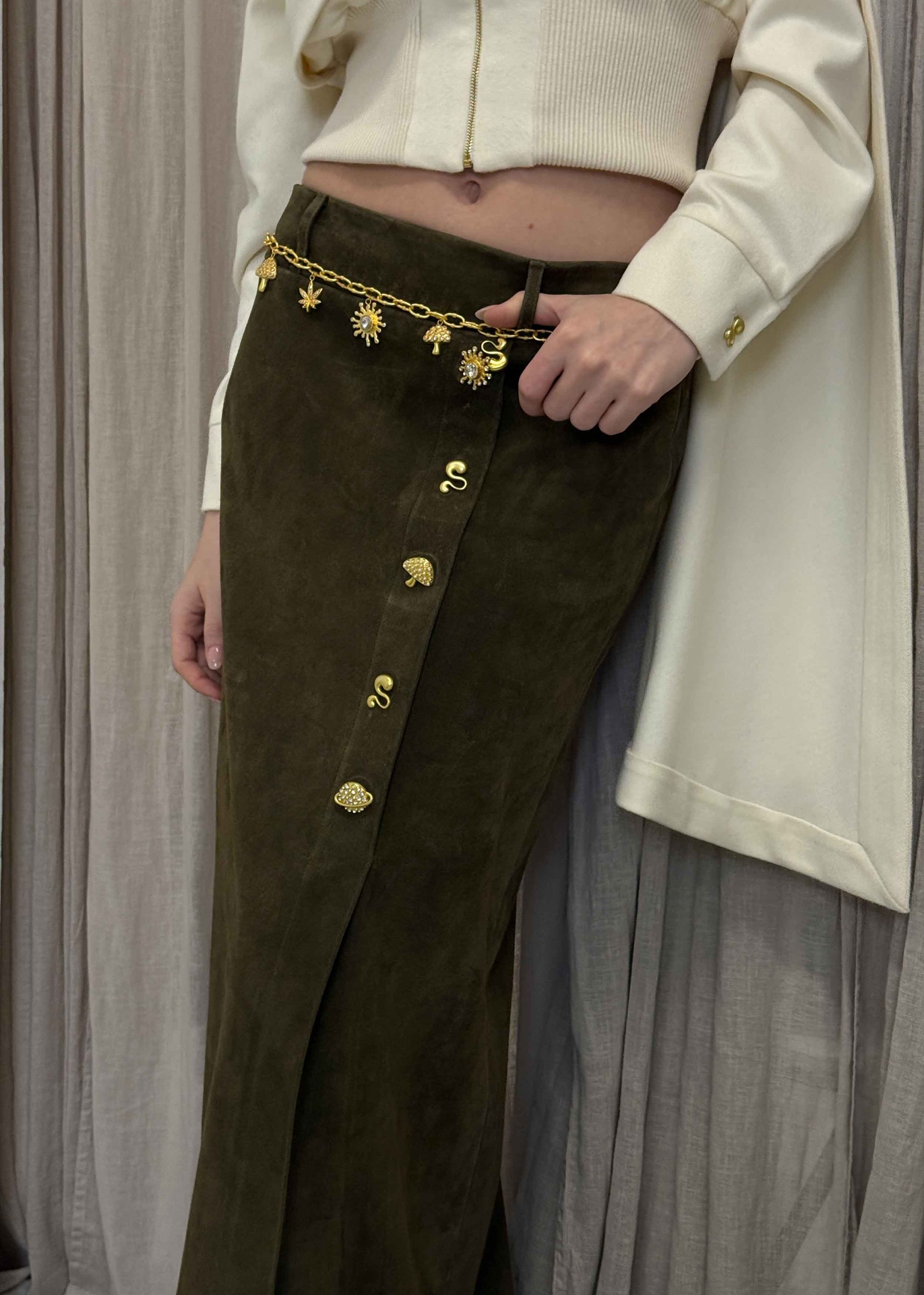 Moss Suede Skirt