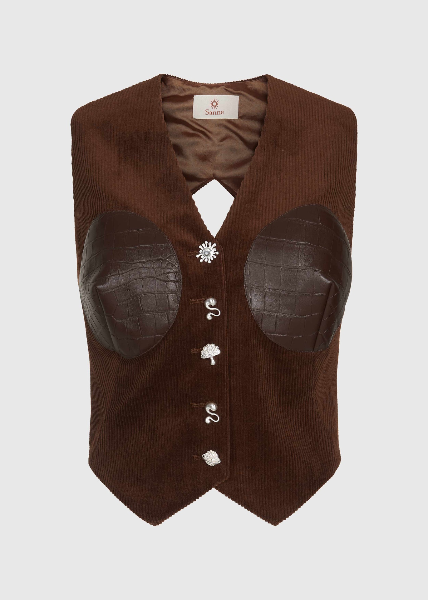 Chocolate Cord Backless Vest (UK6)